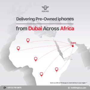 Map showing used iPhone wholesale export routes from Dubai to major African markets